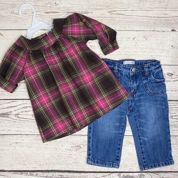 Baby Girl Infant Top with Jeans • Size 12M - Picture 1 of 9